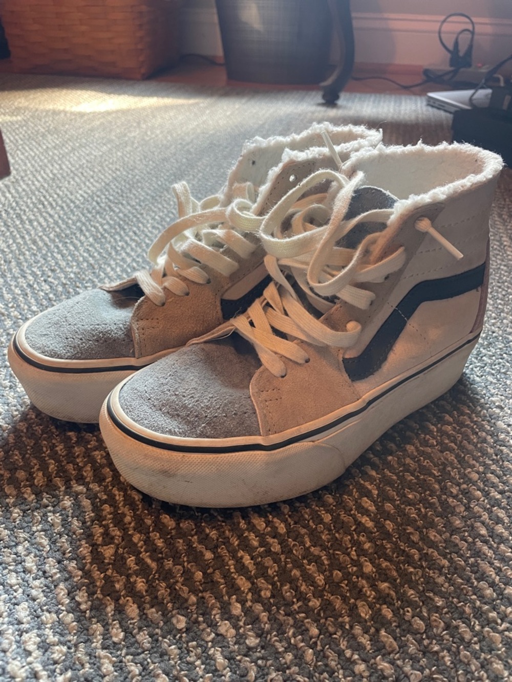 High-Top Lace-Up Women's Sneakers in Light Gray and Black